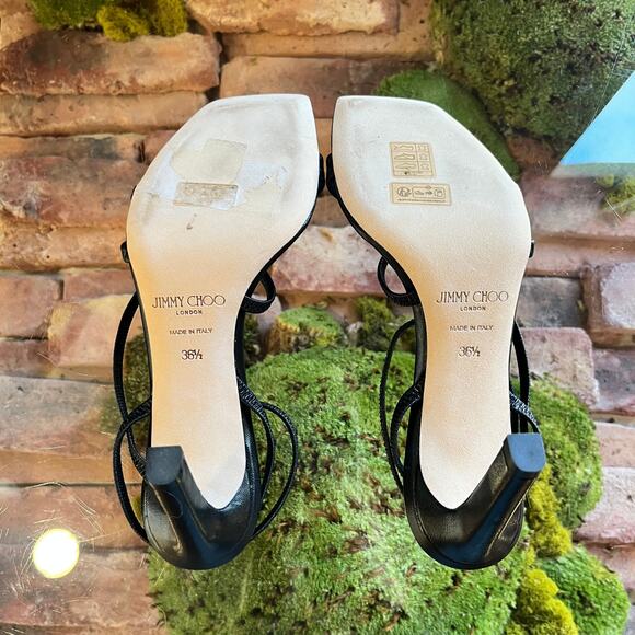 JIMMY CHOO Omna 230 Nori 85 Black Strappy Heels SZ 36.5 (6.5 US) - Picture 4 of 8